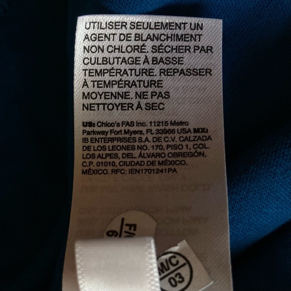 Chico's 100% Pima Cotton Teal Blue Long Sleeve Tunic Top with Mock Turtleneck - Picture 4 of 10